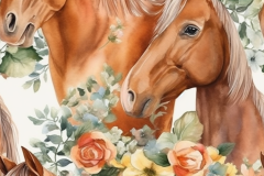 DEXTER_beautiful_detailed_hand_painted_watercolor_horses_and_fl_4bf3924b-5eab-4407-b5b1-6d22c27281ce