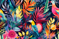 Neille_watercolor_a_colorful_jungle_fabric_with_birds_and_plant_1_5b9ba838-e5e8-4b10-93e8-a24c709479cf