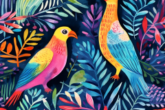Neille_watercolor_a_colorful_jungle_fabric_with_birds_and_plant_3_5b9ba838-e5e8-4b10-93e8-a24c709479cf
