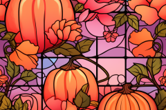 NoelHasty_pink_and_orange_pastel_stained_glass_with_pumpkins_an_1cb8344b-f7d5-4b99-b4f9-558073a5e69e