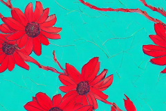 FloMan_teal_textured_backdrop_with_red_flowers_leaves_branches__482e0418-8dd4-449d-b530-082a93b63aea