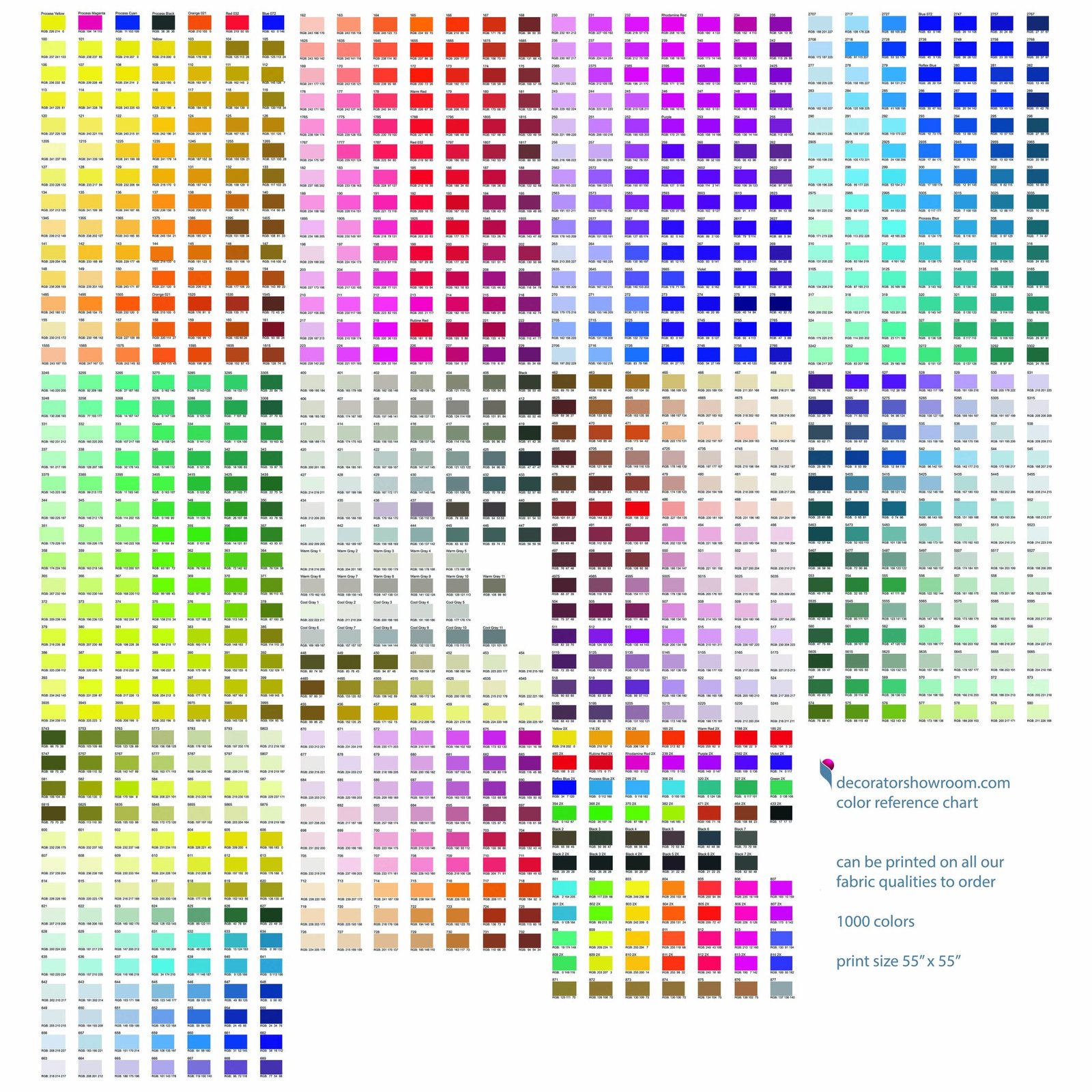 Color Reference Chart - Custom digital reactive textile printing